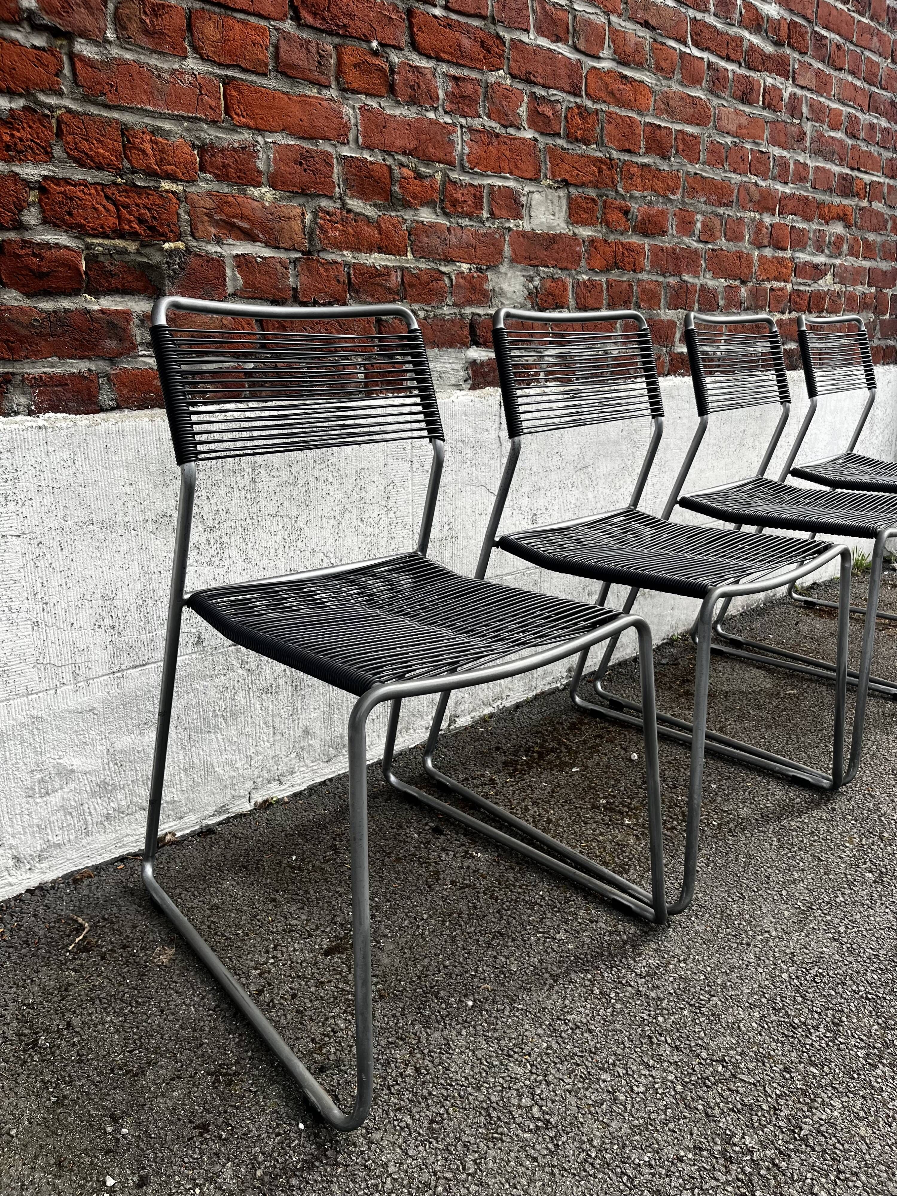 Set of 4 scoubidou chairs, "Melker" model, sled base (vintage IKEA)