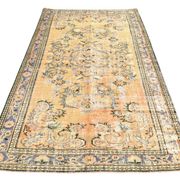 5x8 Mustard & Yellow Bordered Vintage Rug, 160x255Cm