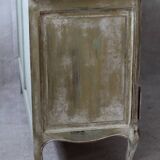 Old beige and white patinated crossbow chest of drawers