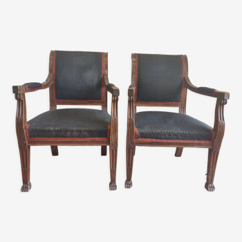 Pair of armchair epoque Ier empire style return of egypyte