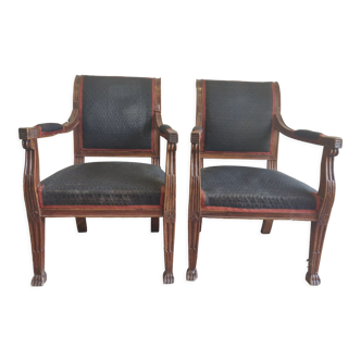 Pair of armchair epoque Ier empire style return of egypyte