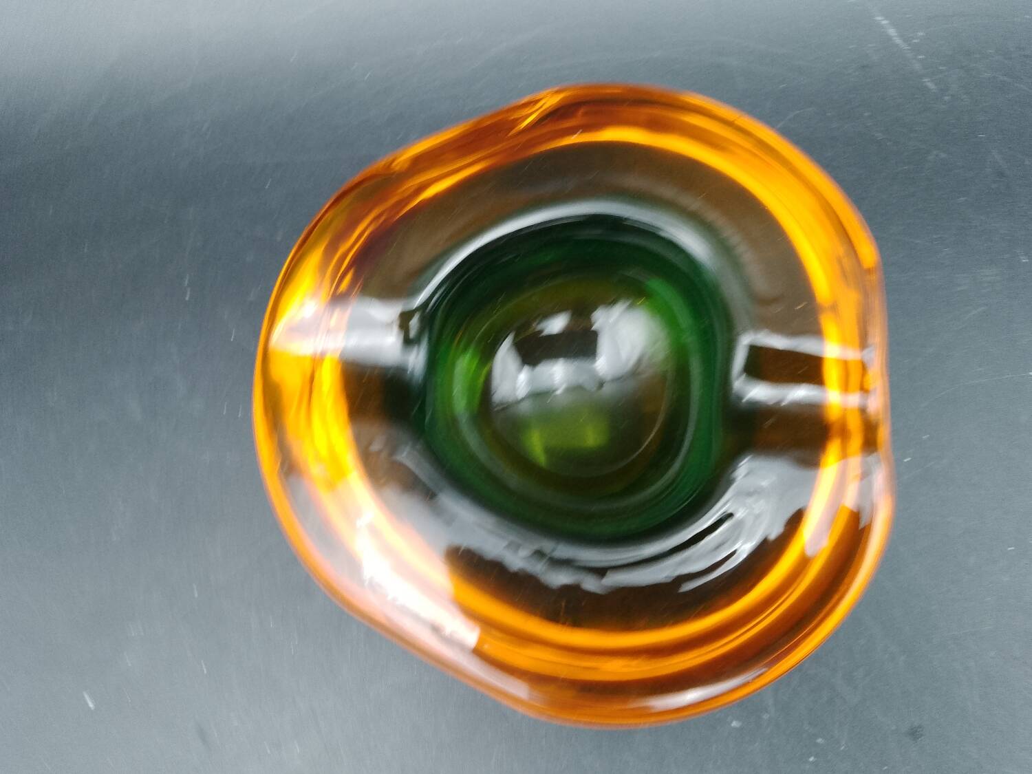 Rare Murano glass "Multi-Color" ashtray with Seguso shell elements