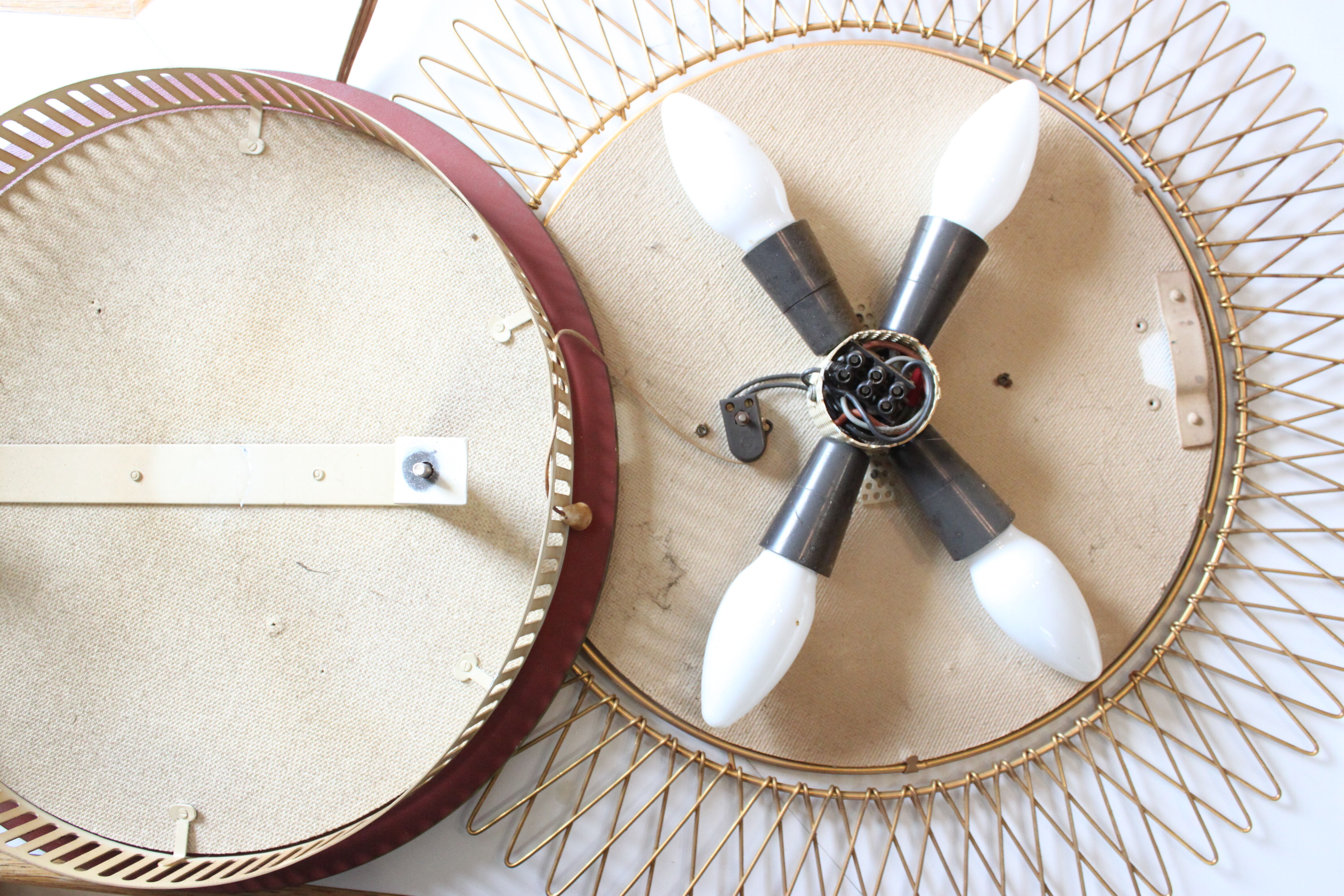 Italian bright / heated sun mirror in brass from the 50s