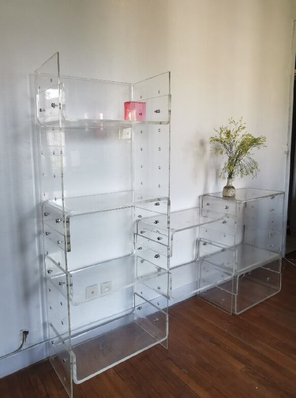 Plexiglas bookcase / storage 1970