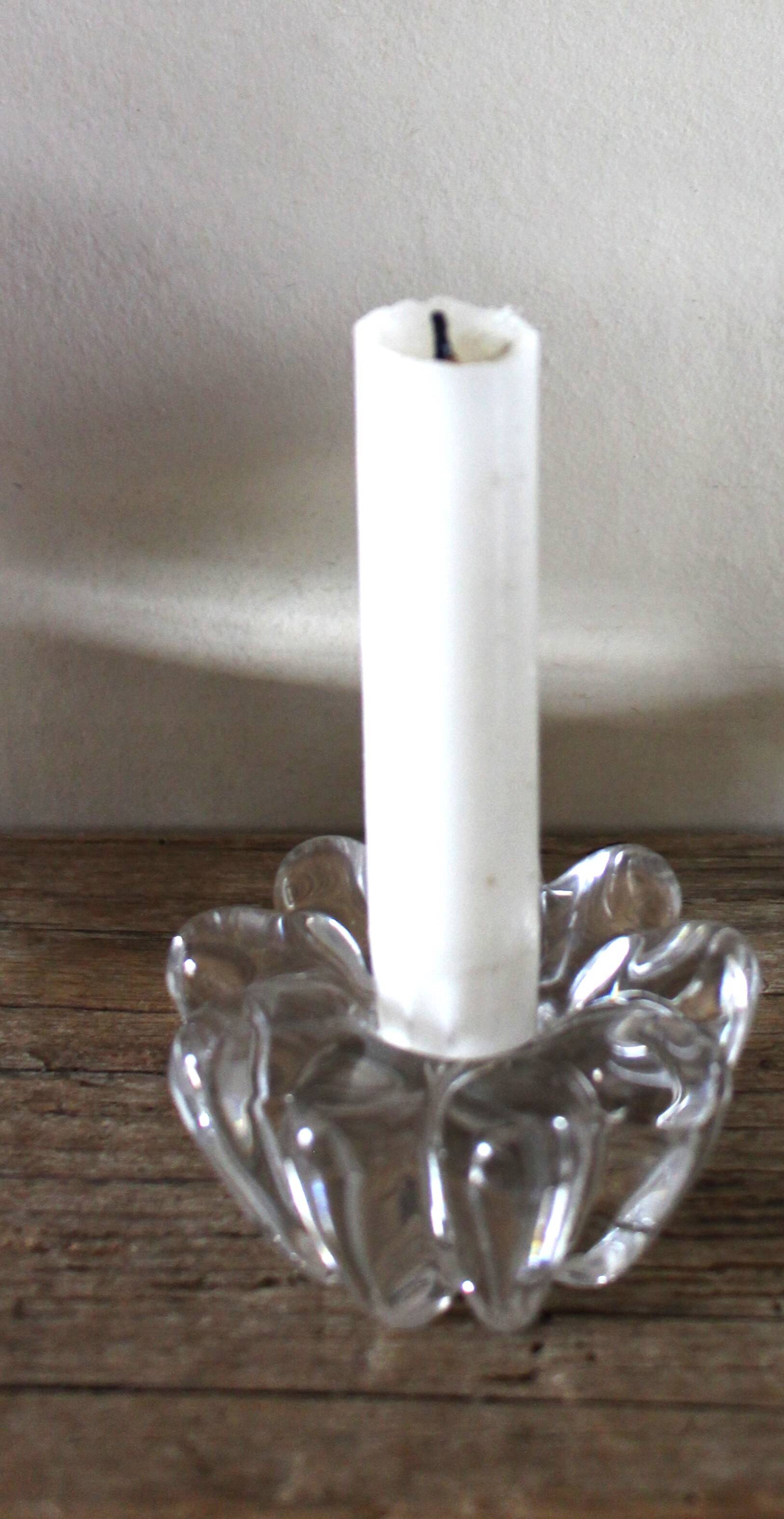 Glass flower candle holder vintage taper candle