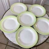 set of 6 pastel gradient light green dessert plates 40s-50s