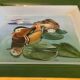 Hermès ashtray signed Rybal in fine Limoges porcelain decorated with mandarin ducks