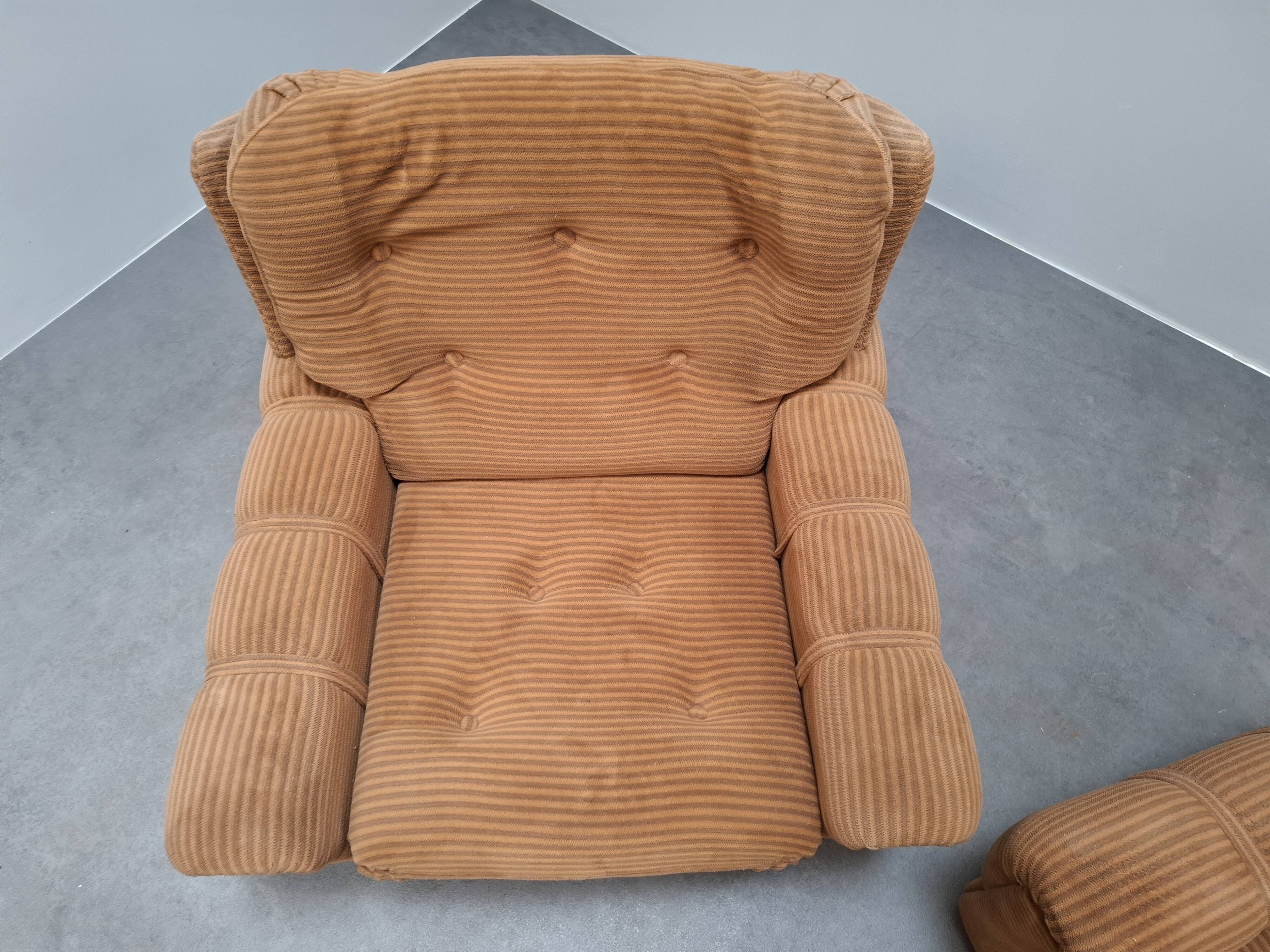 Pair of Czech TON Armchairs, 1985, Mid-Century Upholstered Lounge Chairs