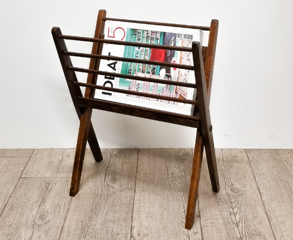 Vintage wooden magazine rack