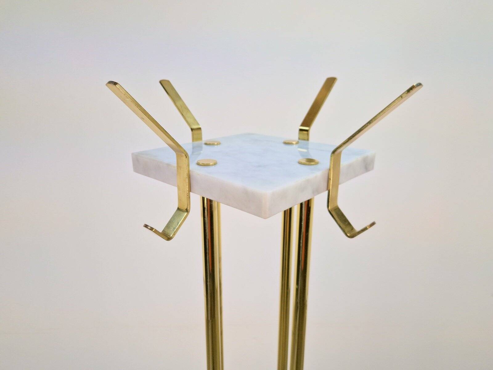 Italian Carrara Marble and Brass Freestanding Coat Rack, 1960s