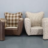 1940s Pair of Large Italian Club Armchairs