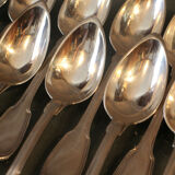 Set of 12 large spoons model silver net Old man 19th coat of arms comtal crown