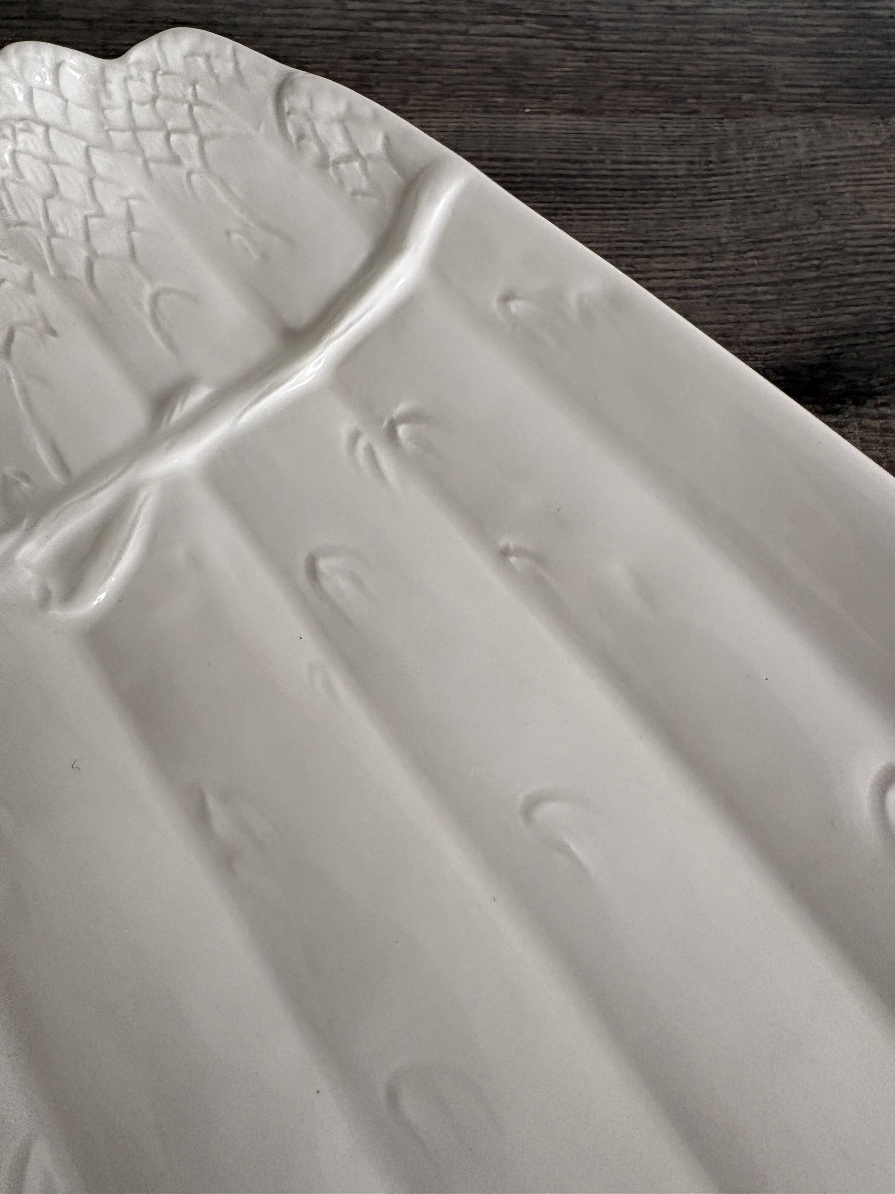 Vintage White Ceramic Asparagus Dish