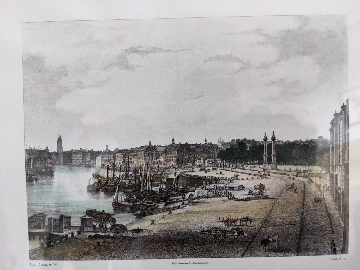 Engraving, the port of Quinconces