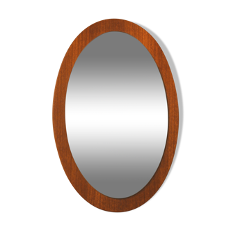 Teak oval mirror 57 x 37 cm