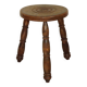 Vintage French Handmade Wooden Milk Stool with 3 Spindle Legs and Bullseye Seat 5311