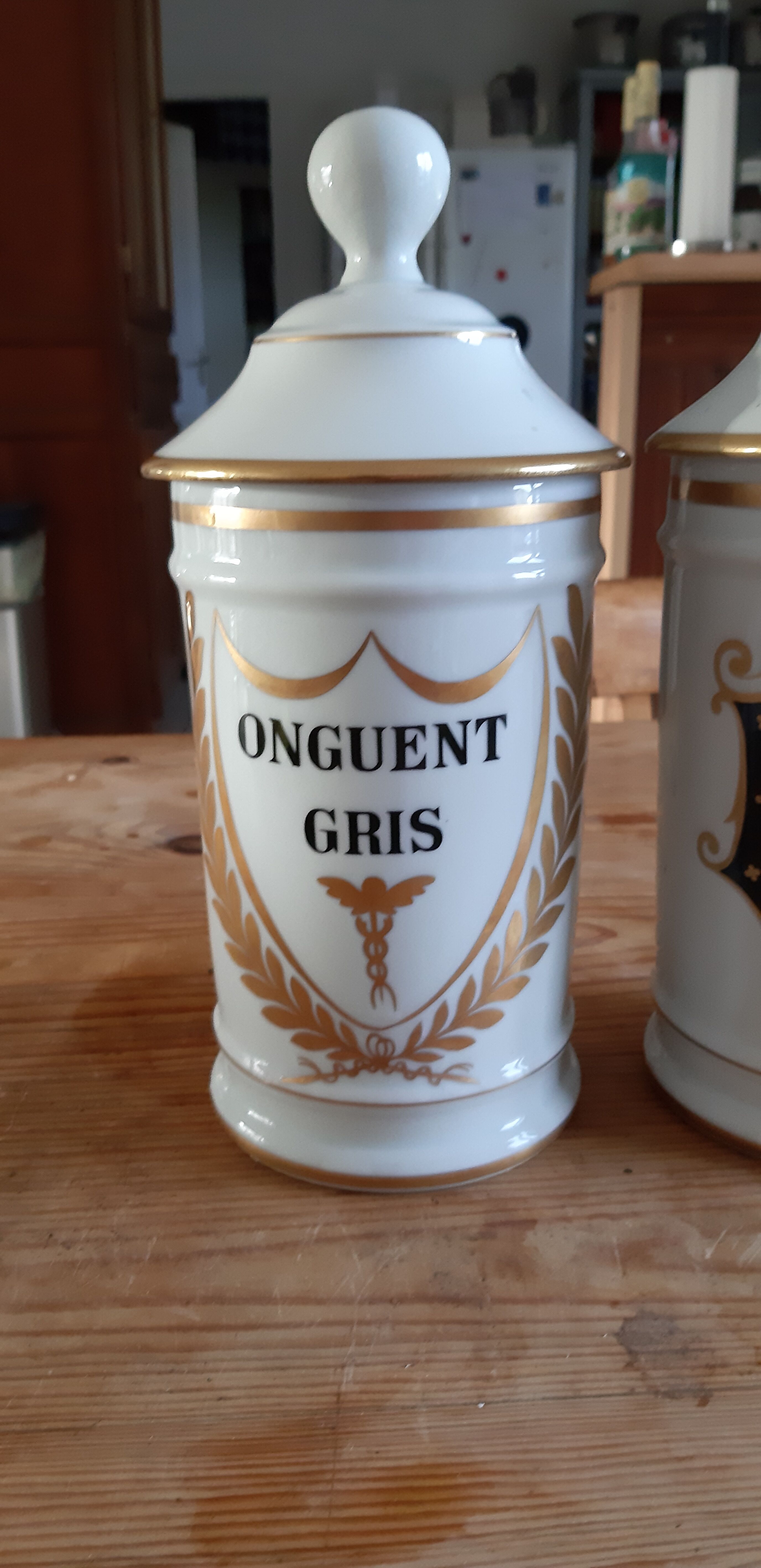 2 Limoges Porcelain Pharmacy Pots