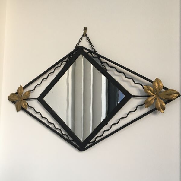 Miroir Art Déco Fer Forgé Vigne