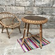Guerdon vintage children's coffee table in rattan wit old rattan wicker bohemian 1950