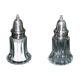 Vintage molded glass and silver metal salt shakers - salt pepper BISTROT