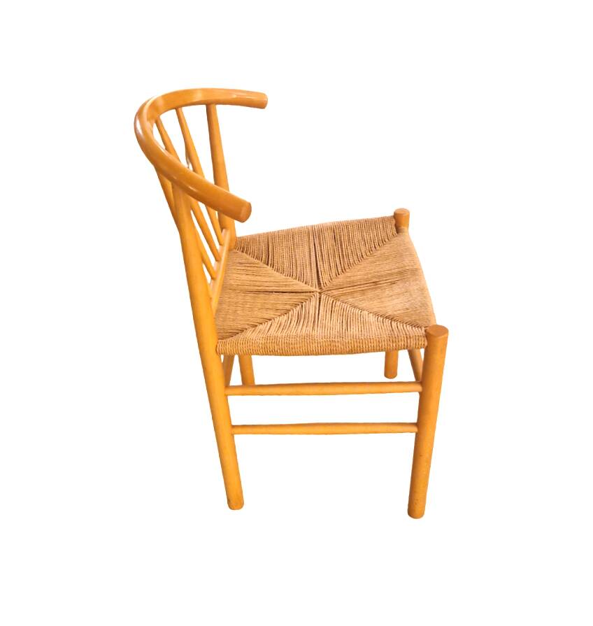 Set of six Scandinavian chairs, in natural wood and rope, Erik Ole Jorgensen, Kvist publisher