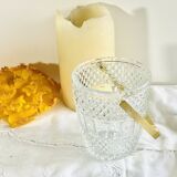 Vintage gold cast glass ice bucket.