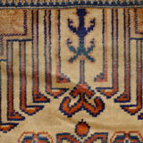 Kazak rug 180x150 cm vintage handmade oriental patterns ochre and burgundy