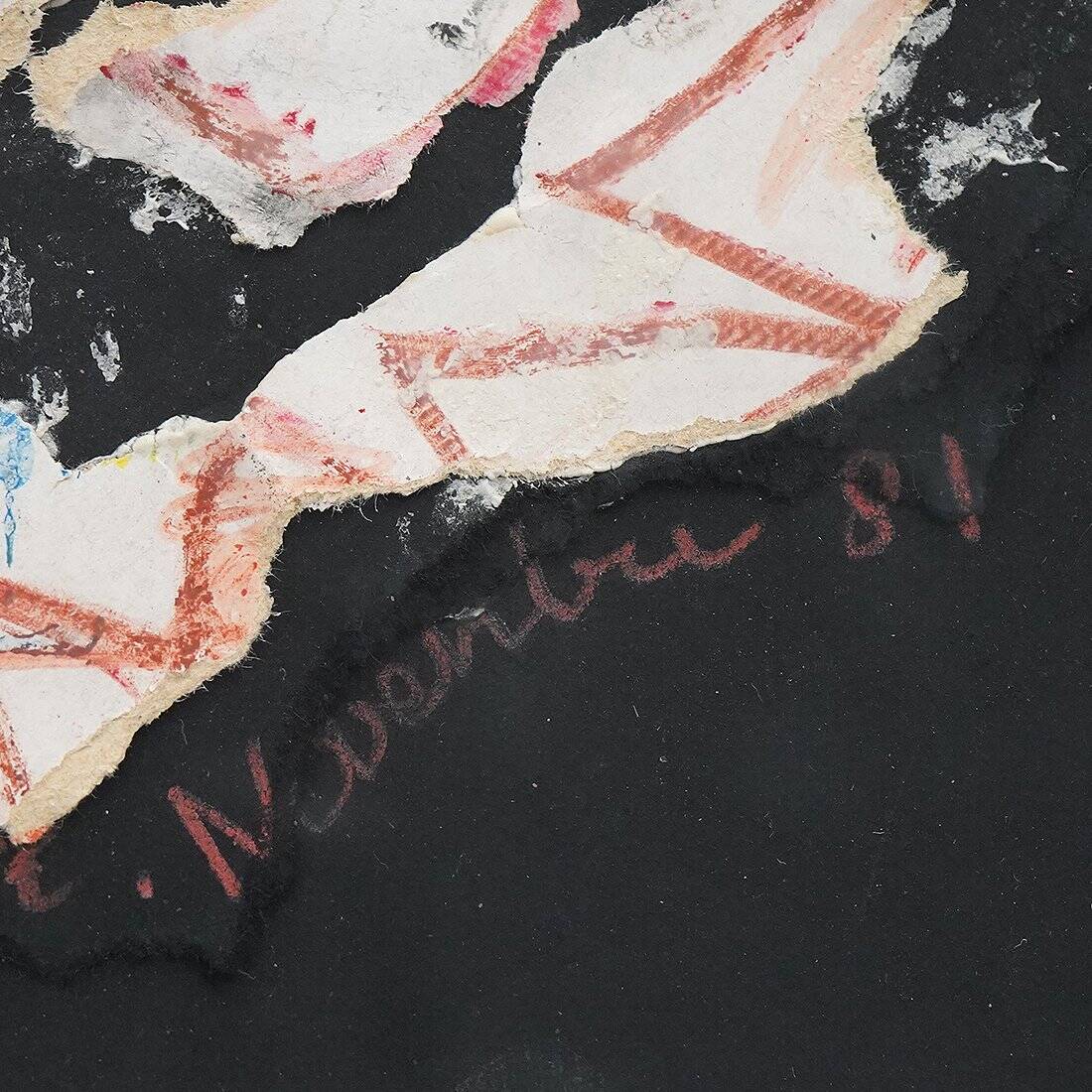 Ansgar Elde, Composition, Mixed Techniques on Cardboard, 1980s, Framed