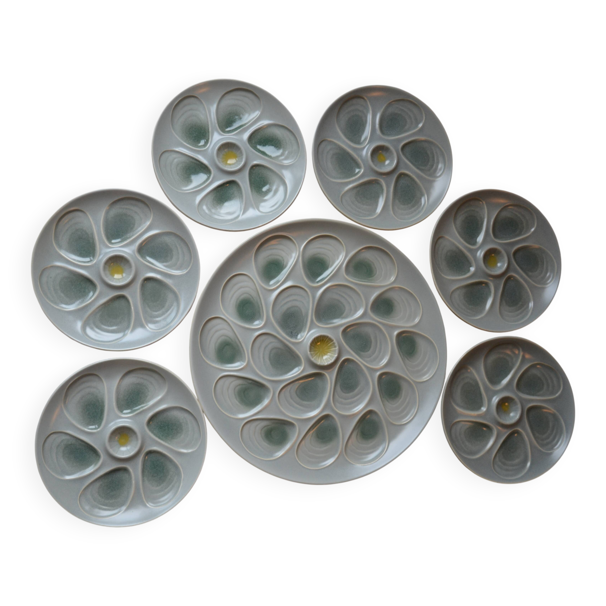Ensemble assiettes et plat à huîtres Salins
