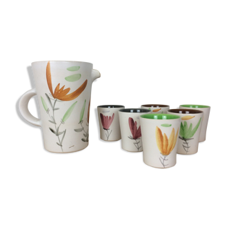 Service orangeade ceramic flowers, Potteries of the Marsh