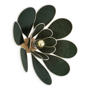 Applique murale fleur - rotin vert