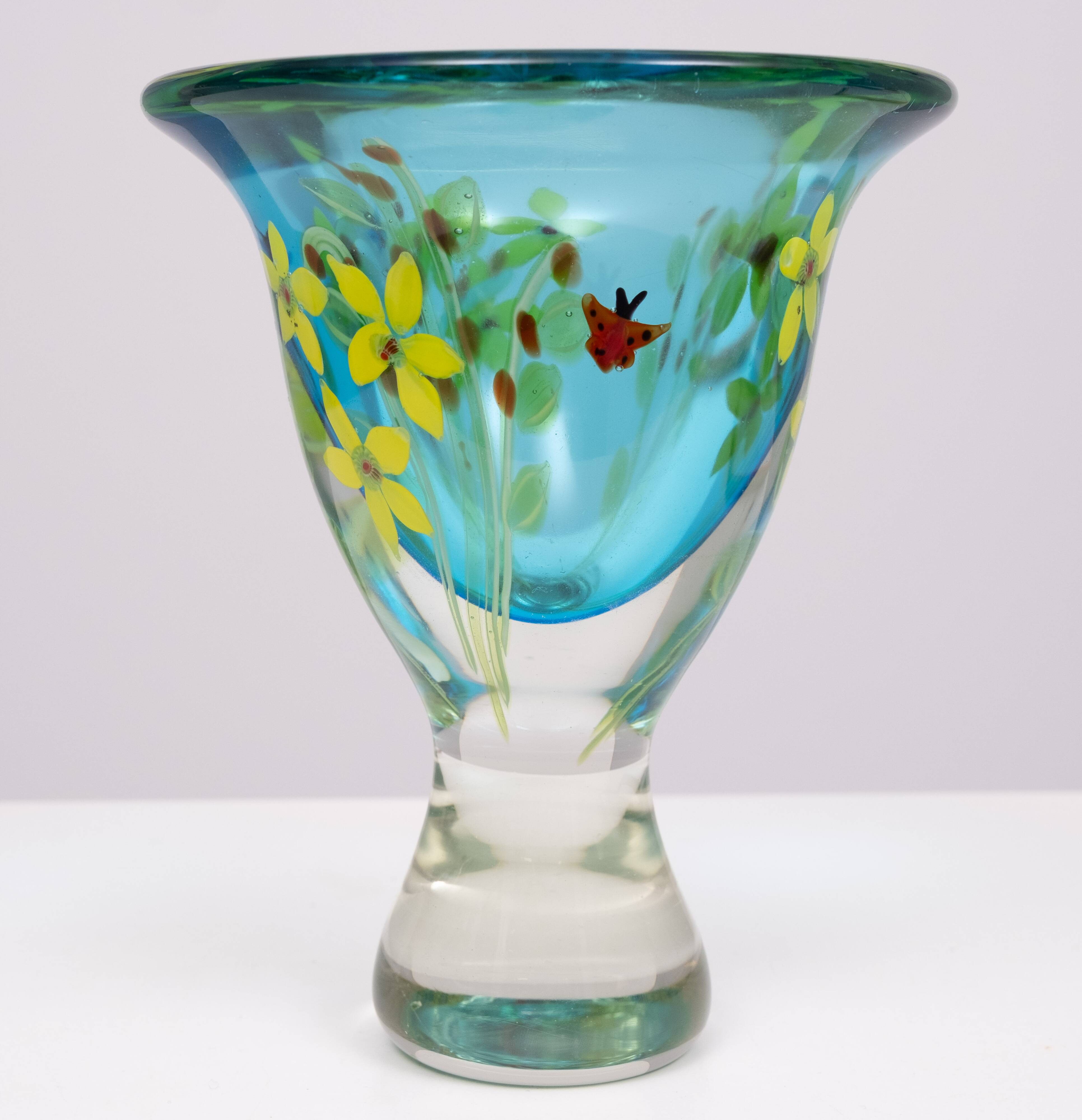 Berit Johansson Art Glass Vase by Murano 1970s Sweden