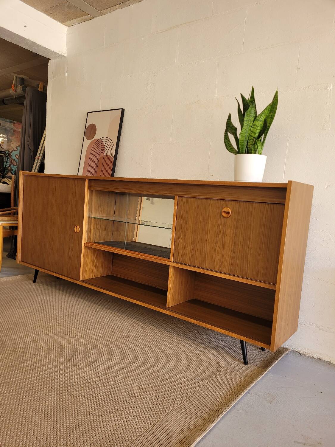 Vintage sideboard with compass feet, 1970