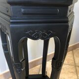 Hexagonal pedestal table with white grey marble top