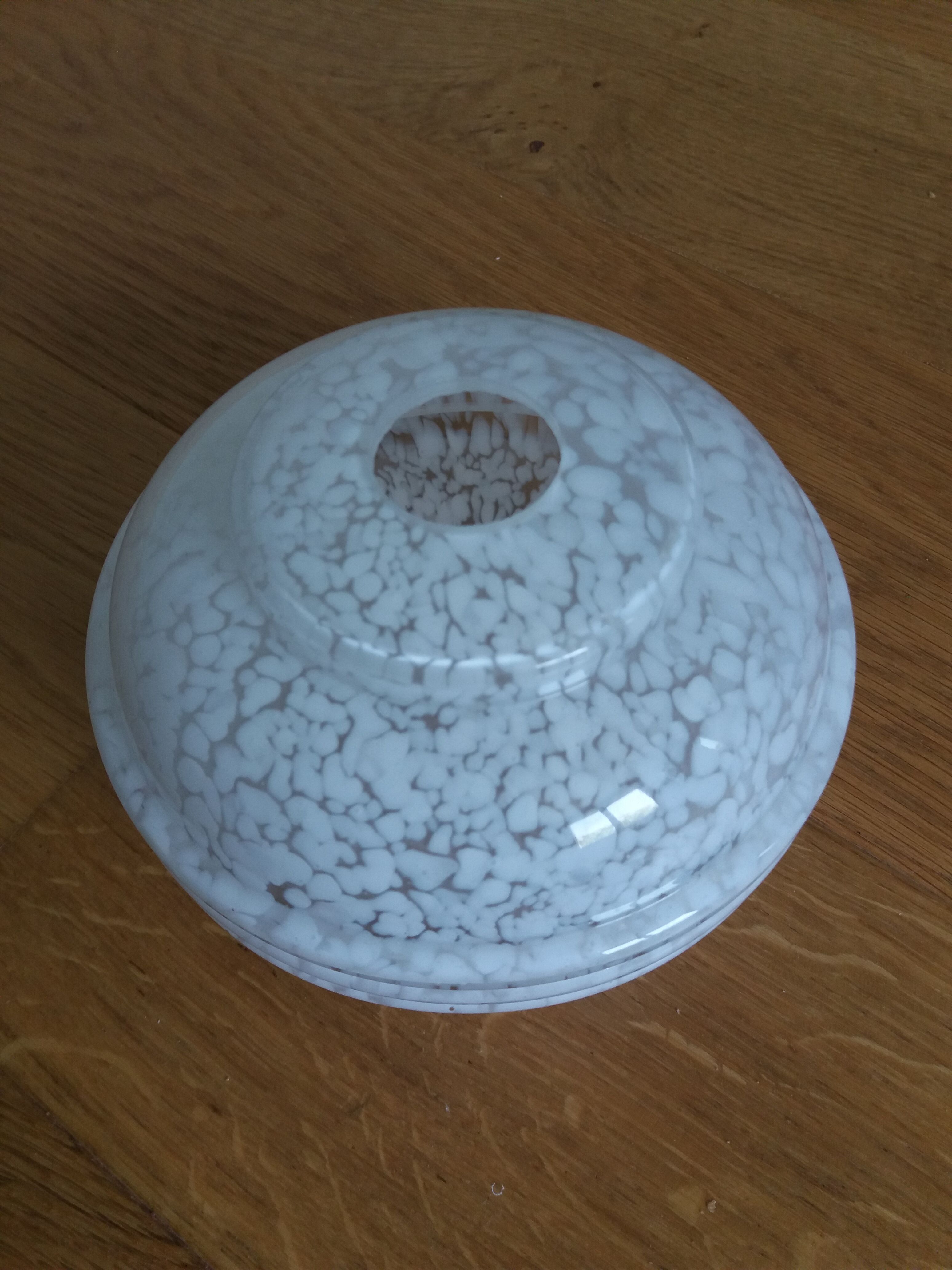 Globe lampshade in white speckled blown glass from Clichy