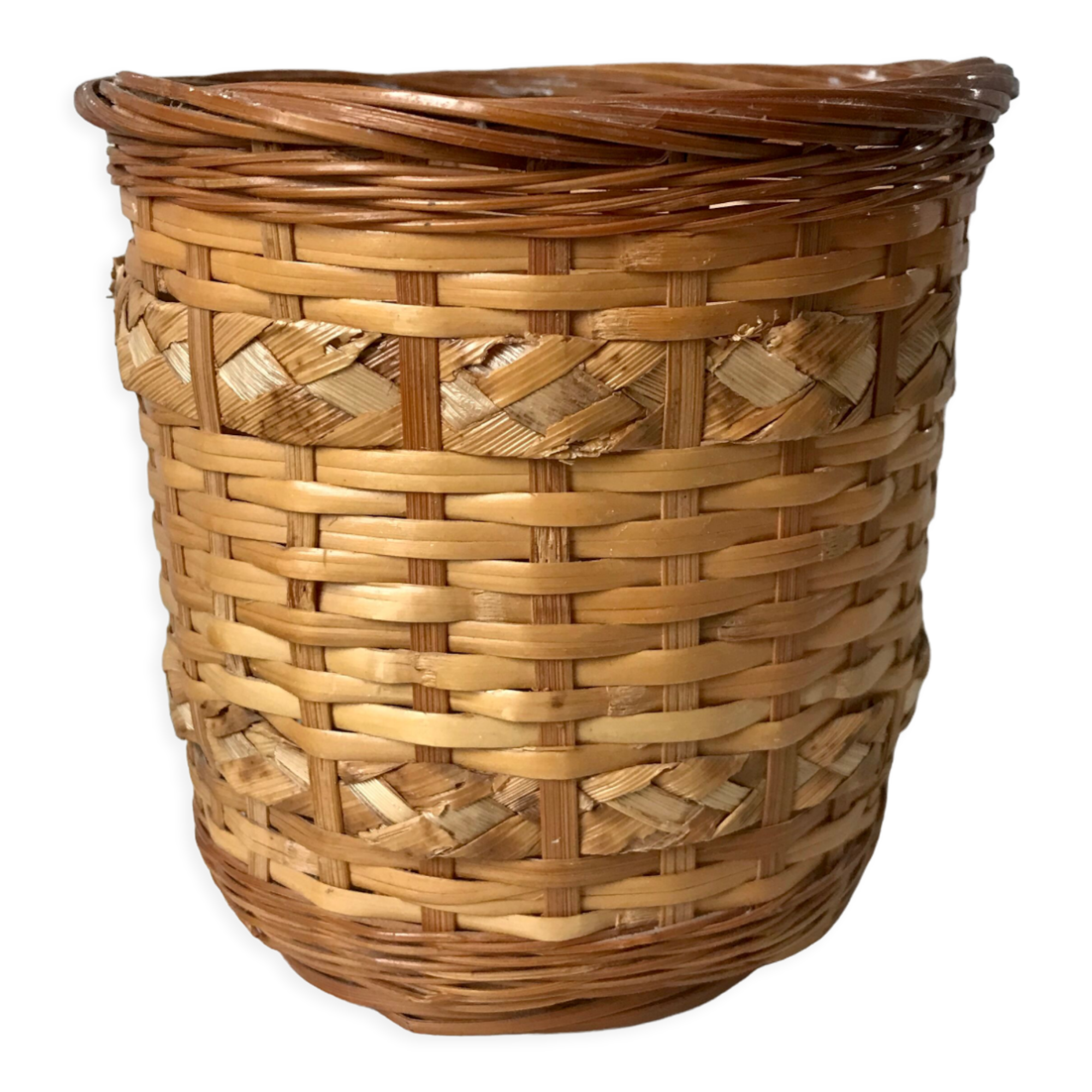 Rattan and bamboo pot cover worked 70s