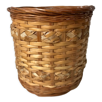 Rattan and bamboo pot cover worked 70s