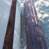 Banc de jardin pliant en fer forgé et bois
