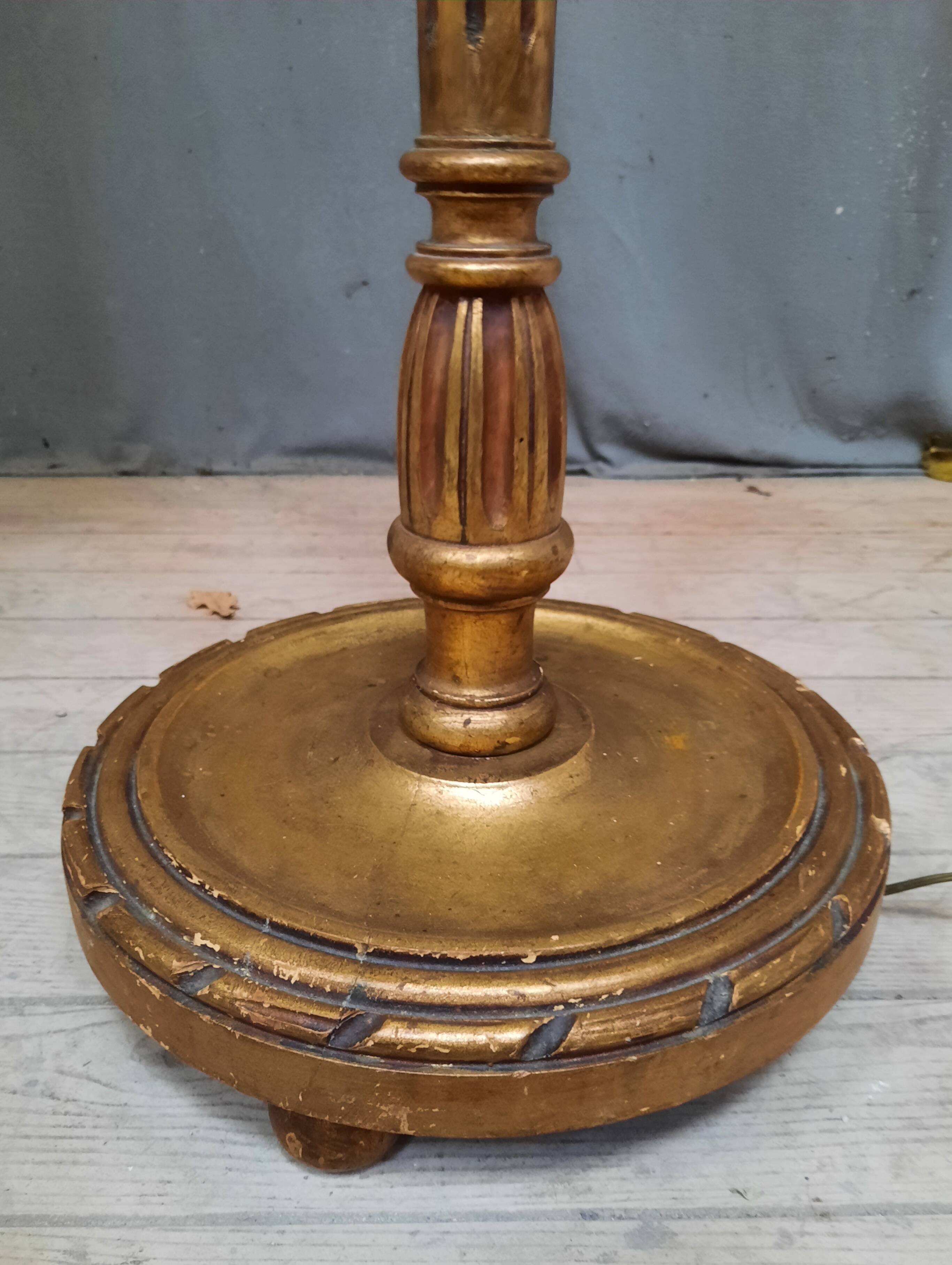 Golden wood floor lamp