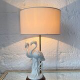 Porcelain lamp with pink flamingos from the 1980s.