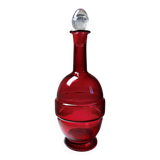 Small carafe, glass/crystal, antique ruby glass, engraved, 19th-20th century.