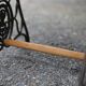 Old industrial table with sewing machine base – solid wood