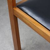 Italian Art Deco Lounge Chairs in Wood & Black Leatherette, set of 2