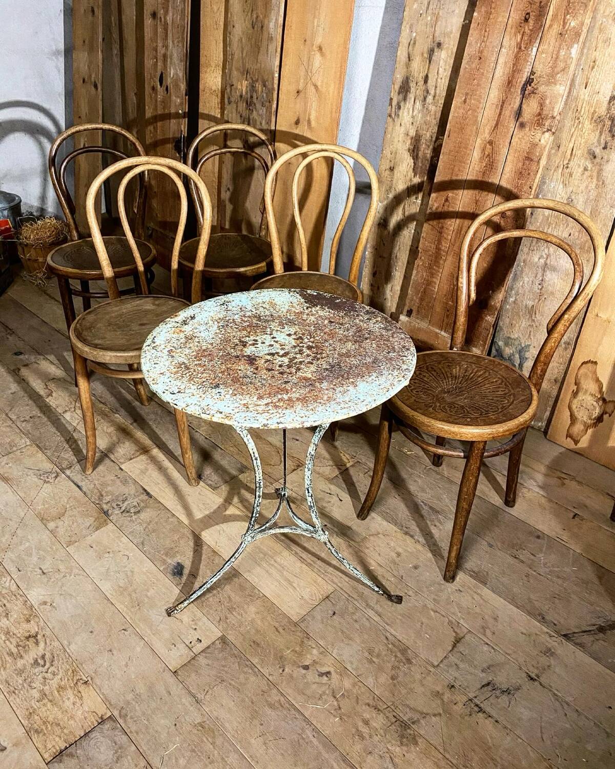 Old garden or bistro pedestal table