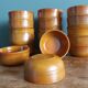Orange caramel glass ramekins Arcopal Volcan 1970s