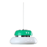 Suspension italienne Space Age en vert en plexiglas blanc et vert et chrome, années 70
