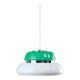 Italian Space Age Lamp in Green in White & Green Plexiglas and Chrome, 70s