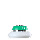 Suspension italienne Space Age en vert en plexiglas blanc et vert et chrome, années 70