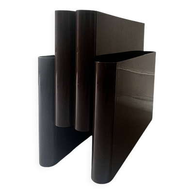 Porte revue / vinyle marron Giotto Stoppino pour kartell, design 1970