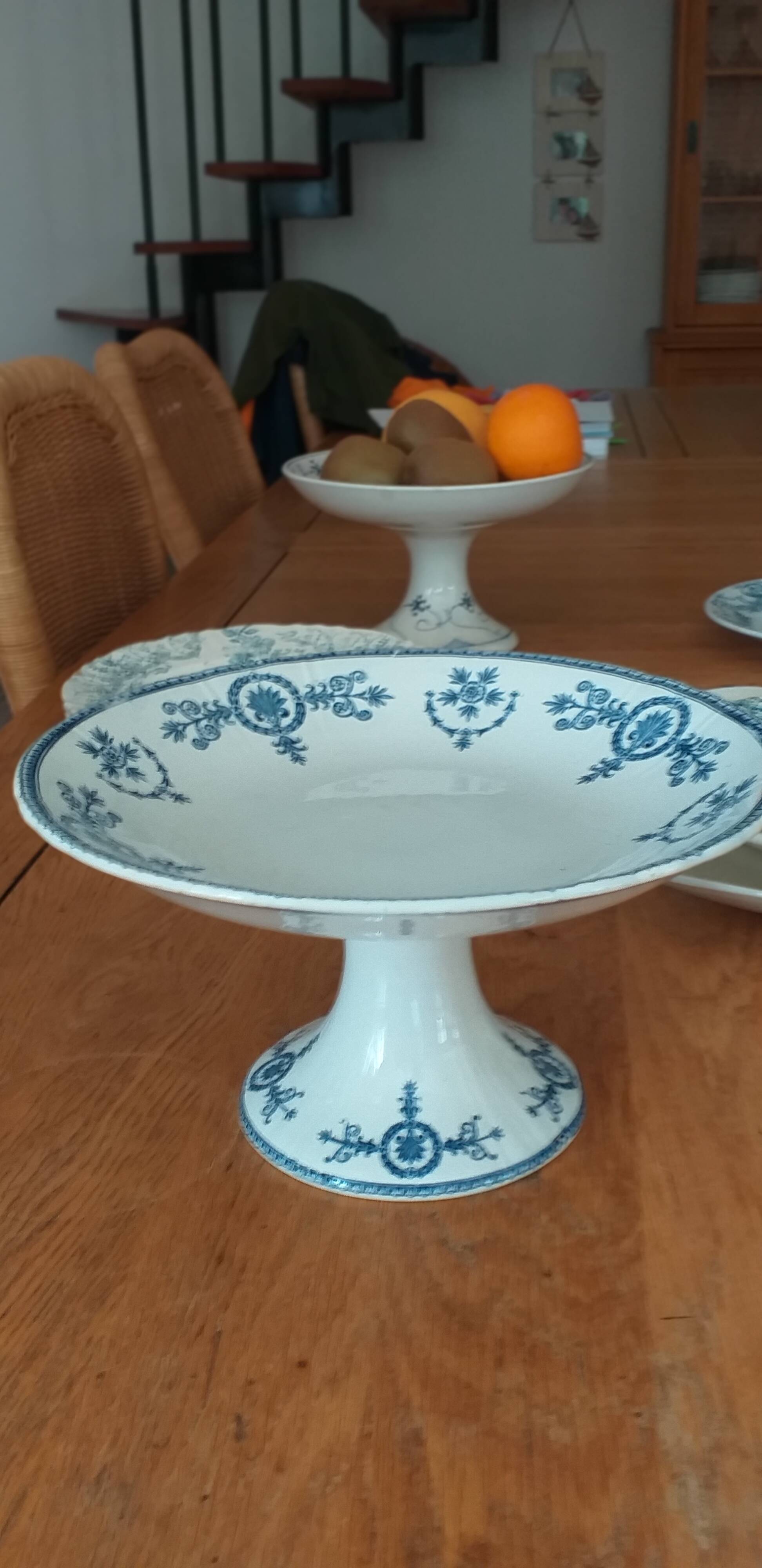 Fruit basket in opaque porcelain Terre de Fer de Gien model Malmaison